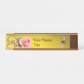 ELEGANT PINK ROSE EN HONEY BEEKEEPER MONOGRAM BUREAU NAAMBORDJE (Voorkant)