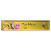 ELEGANT PINK ROSE EN HONEY BEEKEEPER MONOGRAM NAAMBORDJE (Voorkant)