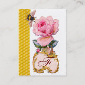 ELEGANT PINK ROSE EN HONEY BEEKEEPER MONOGRAM VISITEKAARTJE (Achterkant)