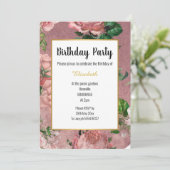 ELEGANT PINK ROSE FLORAL BIRTHDAY KAART (Staand voorkant)