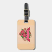 Elegant Pink Rose Floral Bouquet Bagagelabel (Voorkant verticaal)