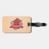 Elegant Pink Rose Floral Bouquet Bagagelabel (Achterkant horizontaal)