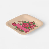 Elegant Pink Rose Floral Bouquet Papieren Bordje (Gebogen)