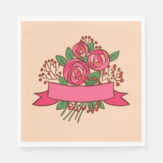 Elegant Pink Rose Floral Bouquet Servet (Voorkant)