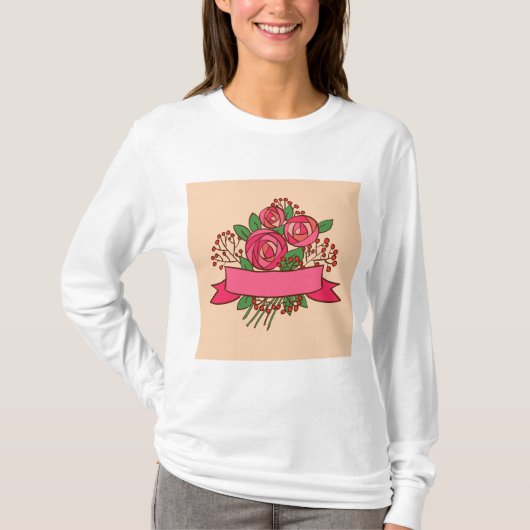 Elegant Pink Rose Floral Bouquet T-shirt (Voorkant)