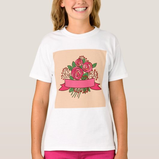 Elegant Pink Rose Floral Bouquet T-shirt (Voorkant)