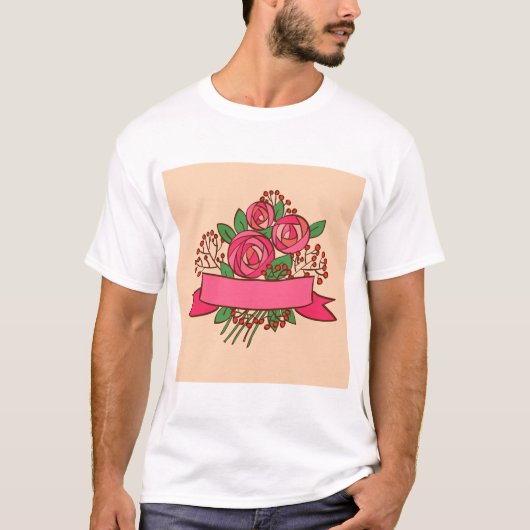 Elegant Pink Rose Floral Bouquet T-shirt (Voorkant)
