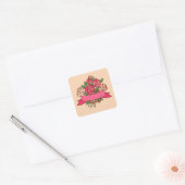 Elegant Pink Rose Floral Bouquet Vierkante Sticker (Envelop)