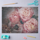 Elegant Pink Rose Flowers Moody Ephemera Decoupage Tissuepapier (Craft)