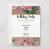 ELEGANT PINK ROSE GARDEN FLORAL BIRTHDAY KAART (Voorkant)