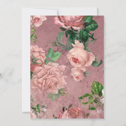 ELEGANT PINK ROSE GARDEN FLORAL BIRTHDAY KAART (Achterkant)