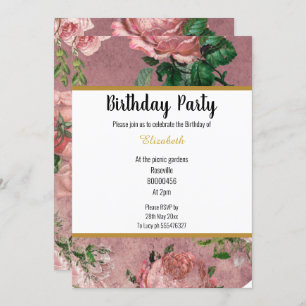 ELEGANT PINK ROSE GARDEN FLORAL BIRTHDAY KAART