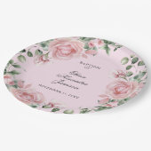 Elegant Pink Rose Girl's Baptism Papieren Bordje (Gekanteld)