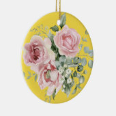 Elegant Pink Rose Memorial  Keramisch Ornament (Rechts)