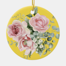 Elegant Pink Rose Memorial  Keramisch Ornament