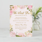 Elegant Pink Rose Vow Vernieuwing Jubileum Kaart (Staand voorkant)