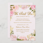 Elegant Pink Rose Vow Vernieuwing Jubileum Kaart (Voorkant / Achterkant)