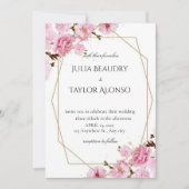Elegant Pink Rose Wedding Invite Kaart (Voorkant)