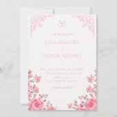 Elegant Pink Rose Wedding Invite Kaart (Voorkant)