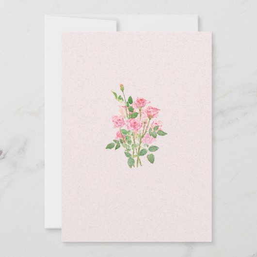 elegant pink rose wedding kaart (Achterkant)