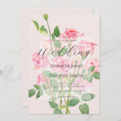 elegant pink rose wedding kaart (Voorkant / Achterkant)