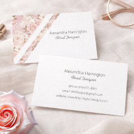 Elegant Pink Roses Business Card Visitekaartje