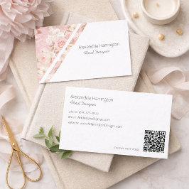 Elegant Pink Roses Business Card Visitekaartje