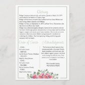 Elegant Pink Roses Celebrating Life Of - Funeral Programmakaart (Achterkant)