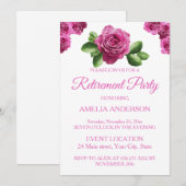 Elegant Pink Roses Floral retirement party  Kaart (Voorkant / Achterkant)