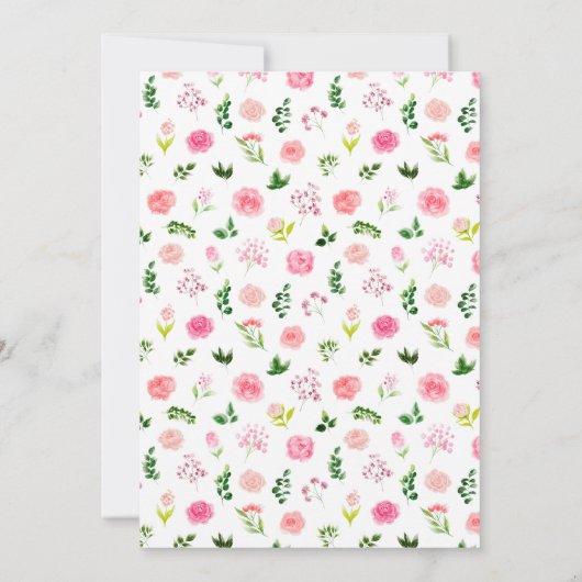 Elegant Pink Roses Floral Wedding Kaart (Achterkant)