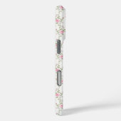 Elegant Pink Roses Flowers Pattern Monogram Case-Mate iPhone Case (Achterkant / Rechts)