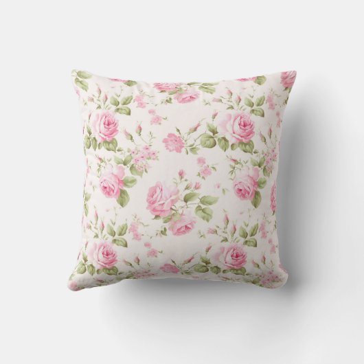 Elegant Pink Roses Flowers Pattern Monogram Kussen (Achterkant)