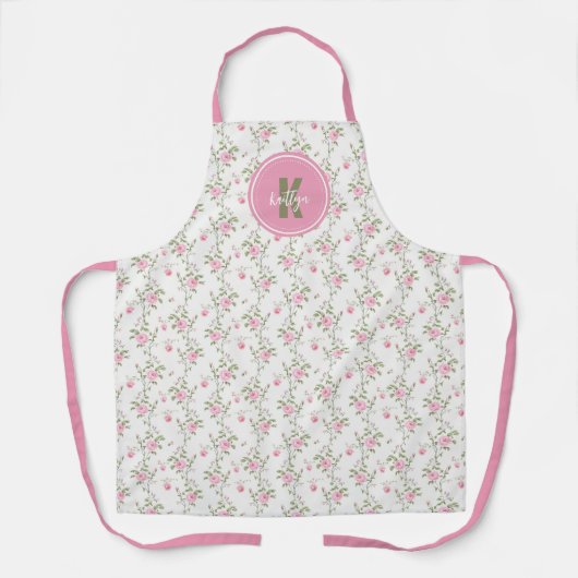  Elegant Pink Roses Flowers Pattern Monogram Schort (Voorkant)