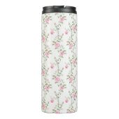 Elegant Pink Roses Flowers Pattern Monogram Thermosbeker (Achterkant)