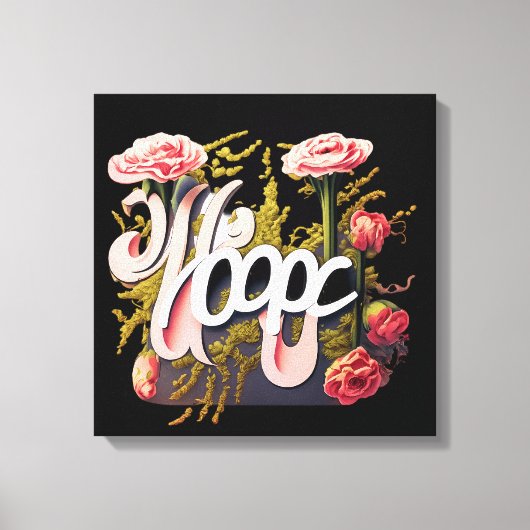Elegant Pink Roses Hope Typography Canvas Afdruk (Voorkant)