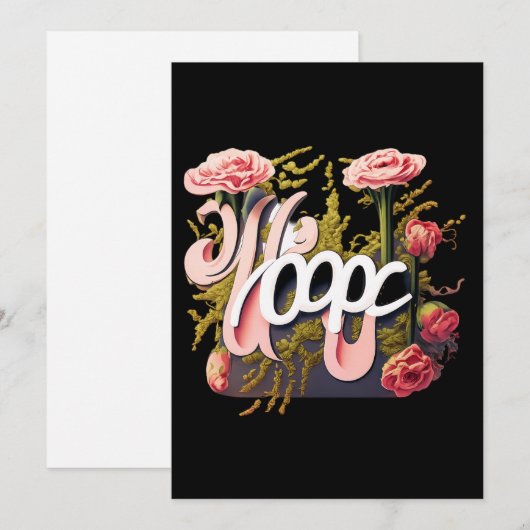 Elegant Pink Roses Hope Typography Kaart (Voorkant / Achterkant)