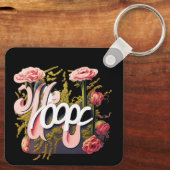 Elegant Pink Roses Hope Typography Sleutelhanger (Achterkant)
