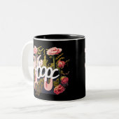 Elegant Pink Roses Hope Typography Tweekleurige Koffiemok (Voorkant links)