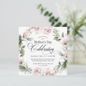 Elegant Pink Roses Moederdag feest Kaart (Staand voorkant)