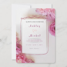 Elegant Pink Roses Paris Vow Renewal Invitation