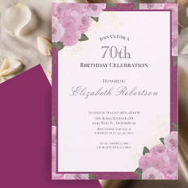 Elegant Pink Roses Women's 70th Birthday  Kaart