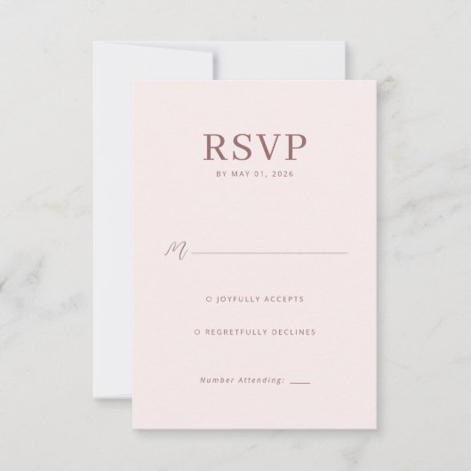 Elegant Pink RSVP Card Kaartje (Voorkant)