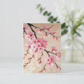 Elegant Pink Sakura Blossom Postcard - Japanese Ch Briefkaart (Staand voorkant)