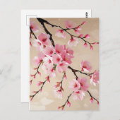 Elegant Pink Sakura Blossom Postcard - Japanese Ch Briefkaart (Voorkant / Achterkant)