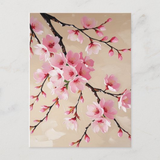 Elegant Pink Sakura Blossom Postcard - Japanese Ch Briefkaart (Voorkant)
