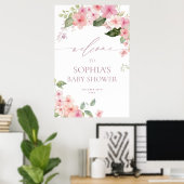 Elegant Pink Sakura Flowers Baby shower Welkom Poster (Thuiskantoor)