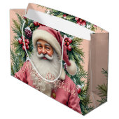 Elegant Pink Santa Groot Cadeauzakje (Achterkant Gekanteld)