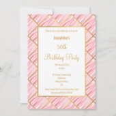 ELEGANT  PINK SATIN GOLD BIRTHDAY INVITATION KAART (Voorkant)