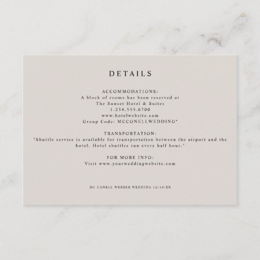 Elegant pink satin wedding details card informatiekaartje (Achterkant)