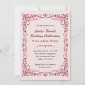 Elegant Pink Scroll Ladies’ Tea Birthday Party Kaart (Voorkant)